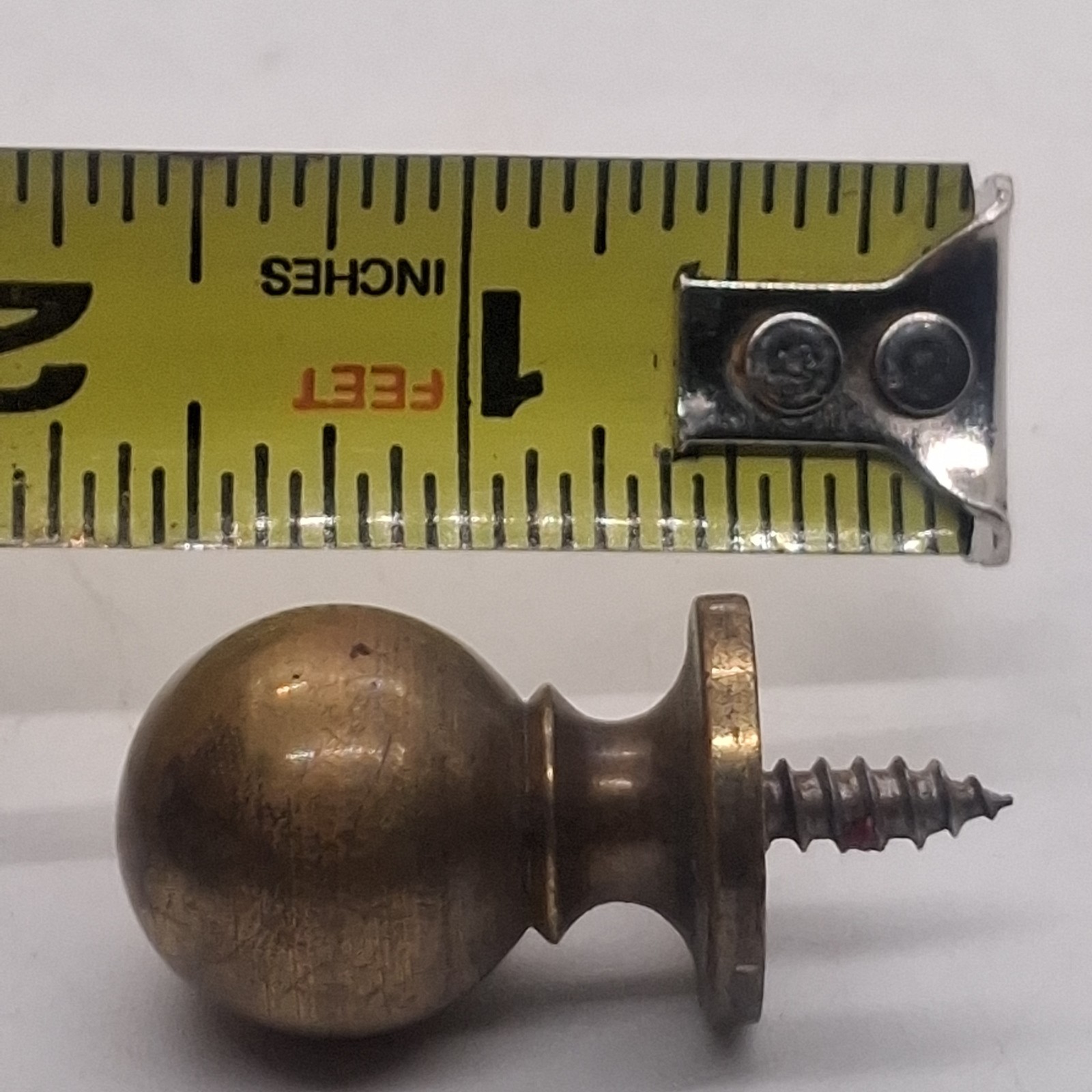 Antique Heavy Brass Round Small Drawer Pull Half Inch Screw In Patina