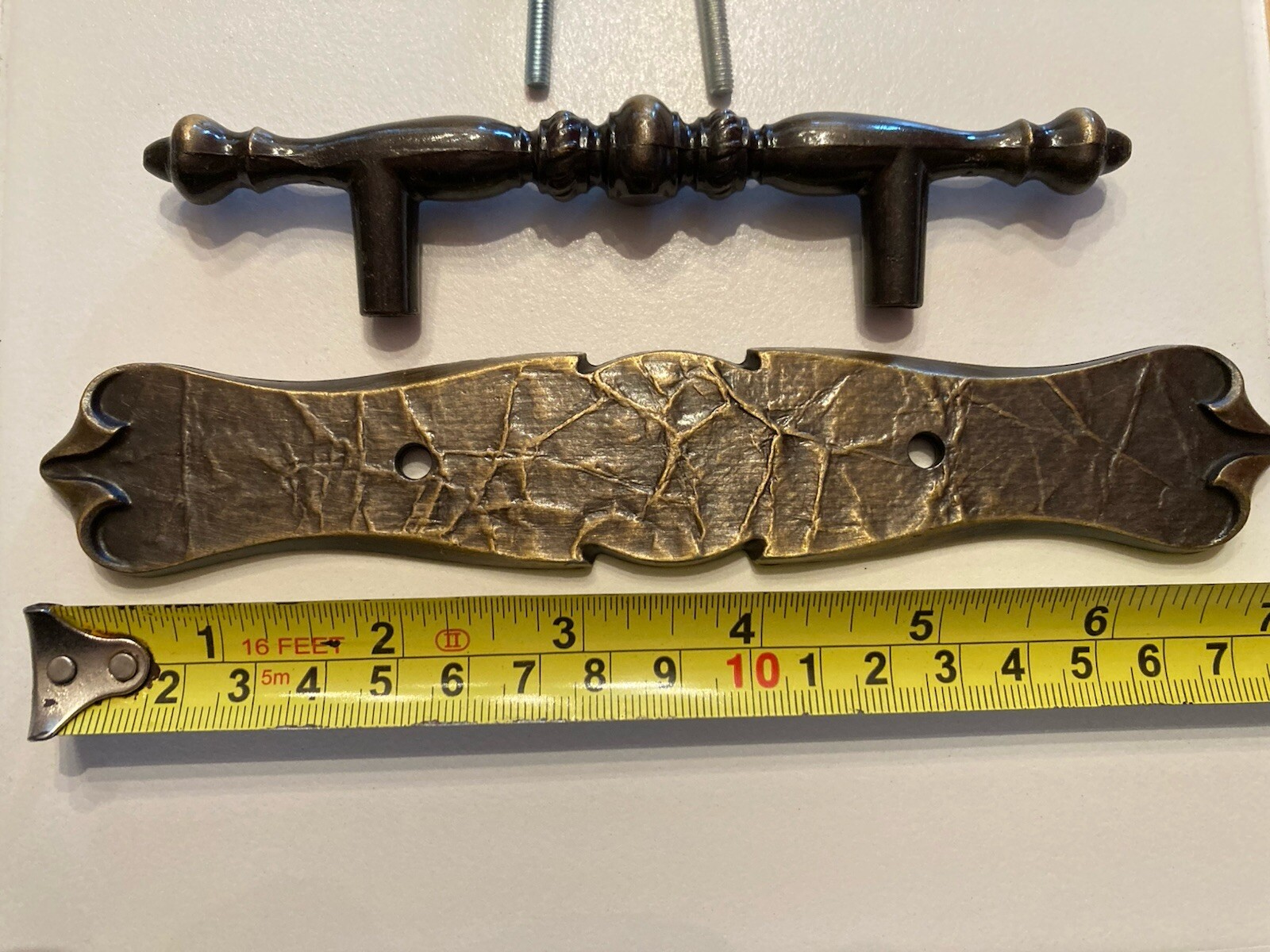 7” Drawer Handle With Backplate, Antique Brass, Amerock BP-177C-AE. Vintage