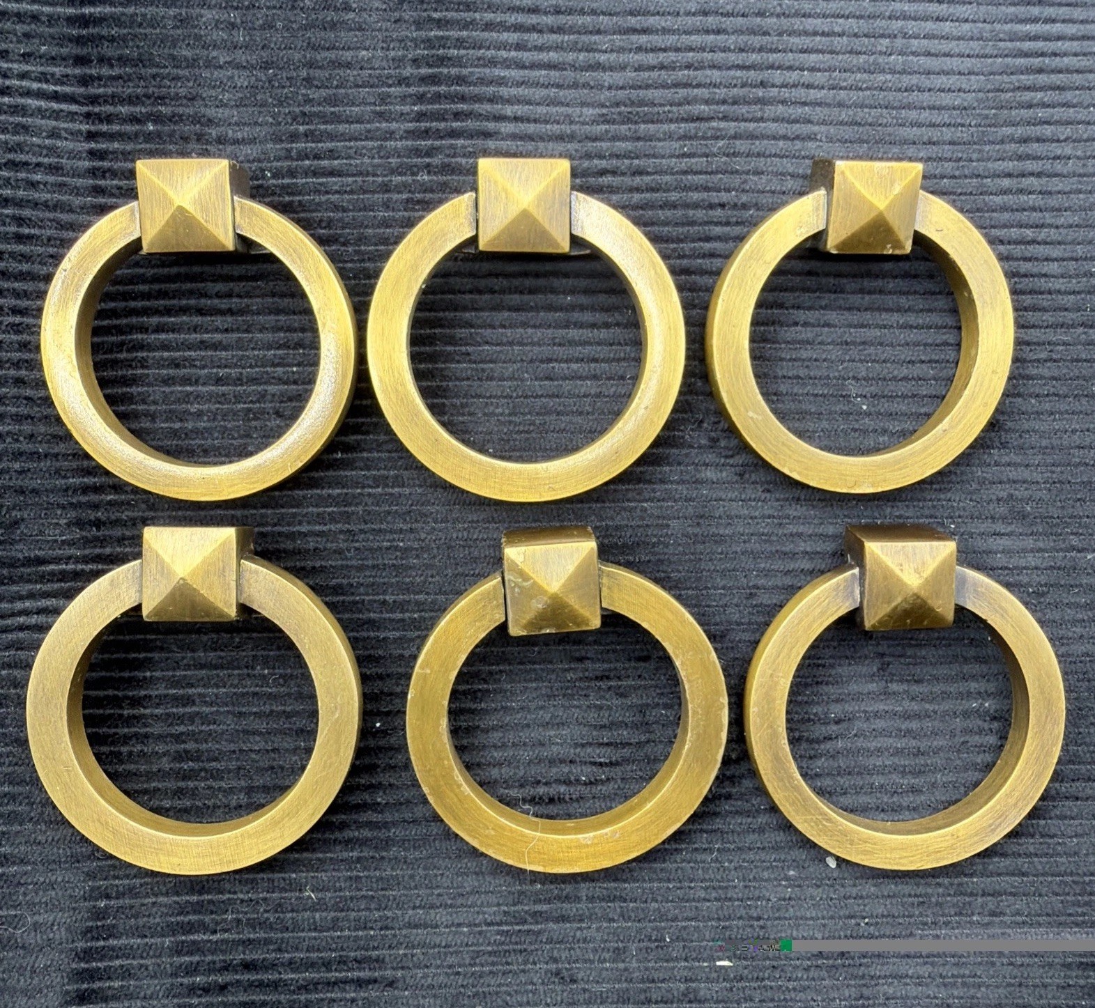 Set Of 6 Brass Plated Zinc Alloy? Ring Drawer Pulls Modern