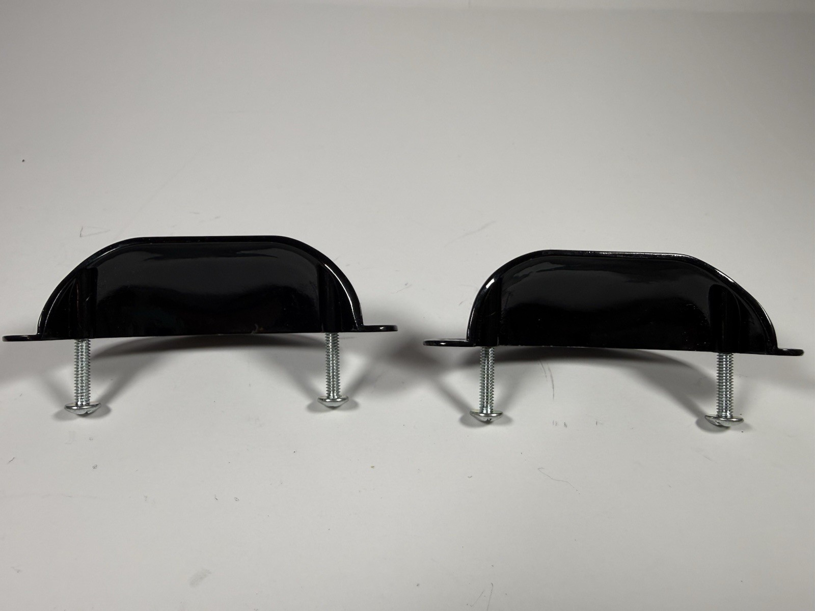 Set of 2 Vintage Style Black Cast Iron Bin Pulls Ornate Floral Cup Handles