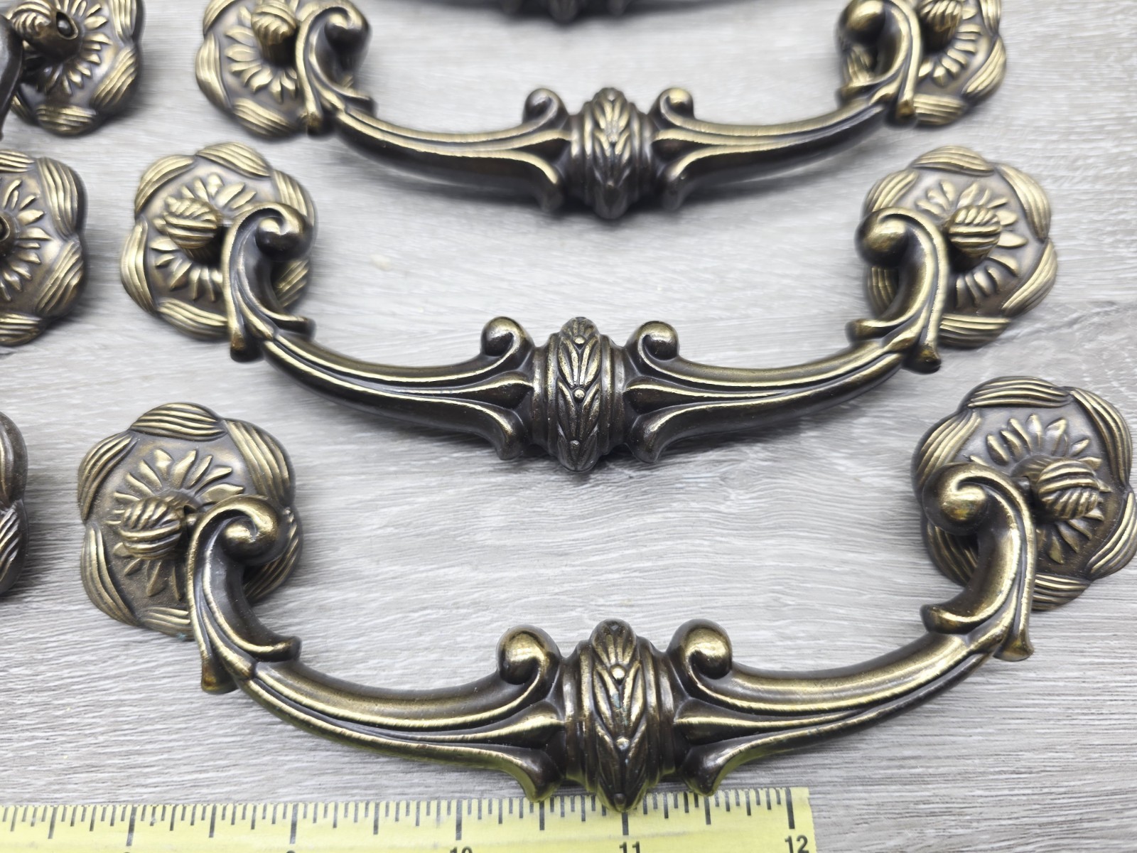 8 Sets Vintage Keeler Brass Co. Solid Brass Drawer Pull 7 Inches, 5 Inch Pull