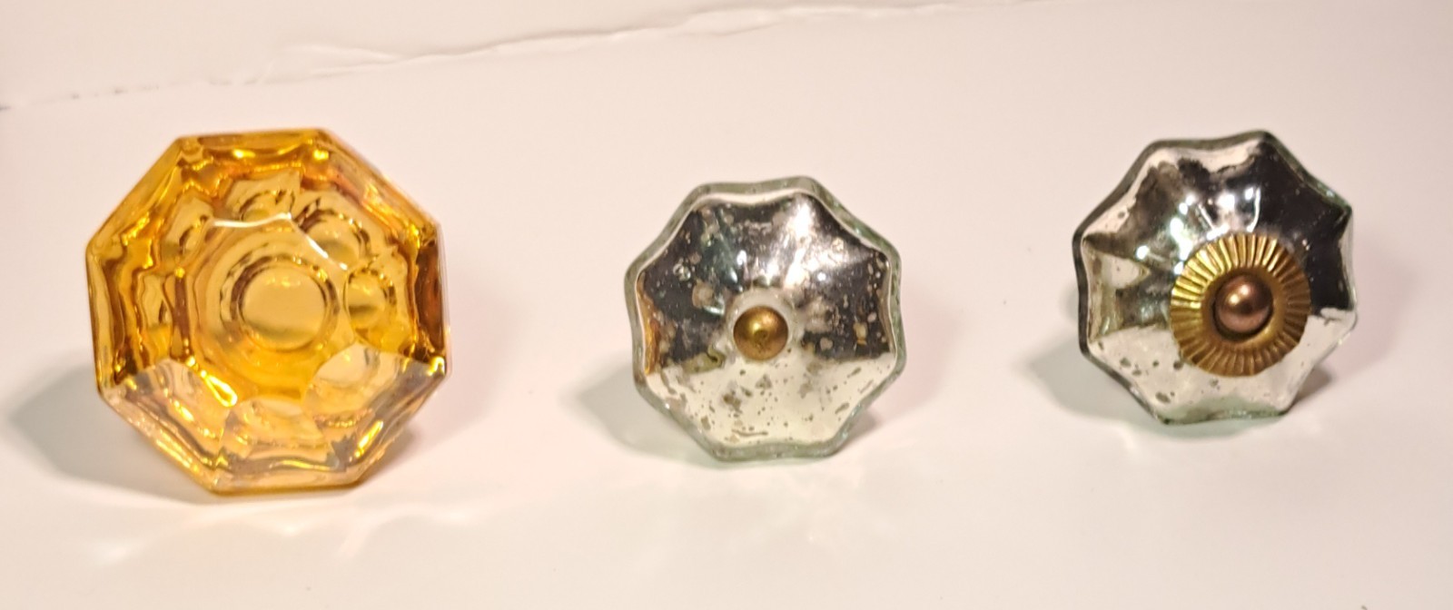 Vintage Mercury Glass Mellon Knob: Dresser/Door/Drawer/Pull Knobs Lot of 2 + 1