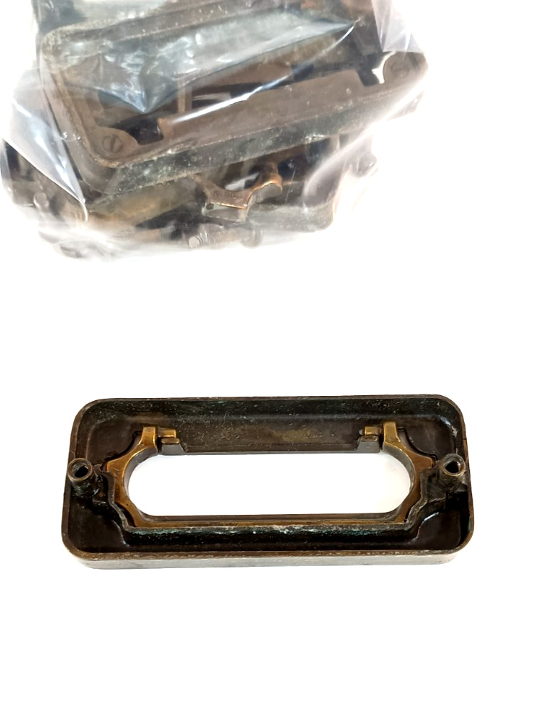 Vtg Lot 5 KBC Heavy Rectangular Brass Plated Recessed Drop Bail Cup Pulls 5272