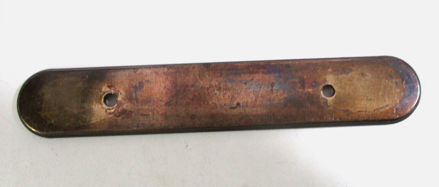 Amerock H6-3871 Aged Tarnished Dark Brass Pull Handle Backplate 3″ Centers Vtg