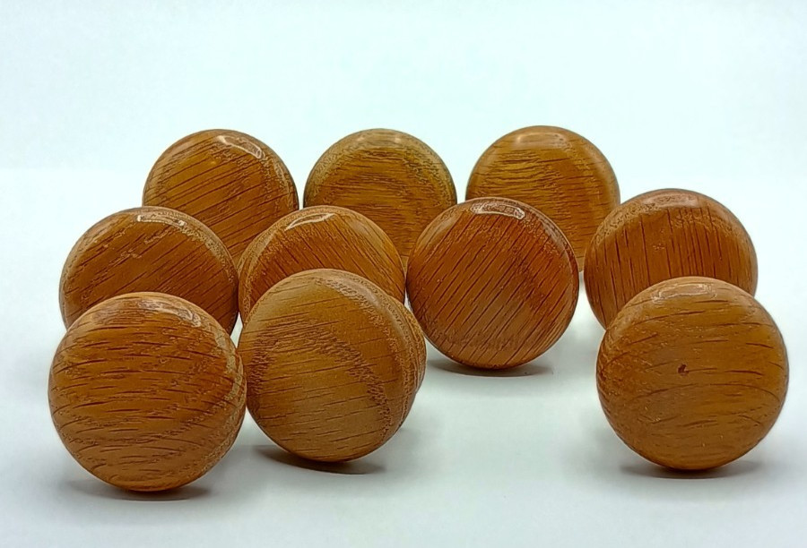 10 Vintage Round Wood Oak Mushroom Drawer Pull Knobs 1.5″