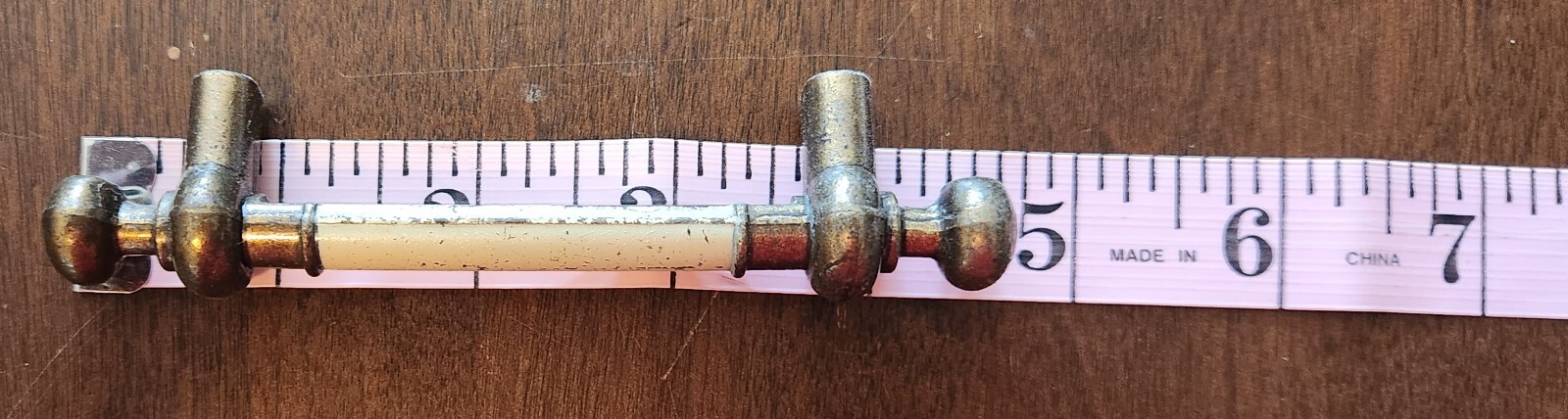 Vintage Amerock 744-1 Shabby Antique Brass Cabinet Door Pull & Backplate