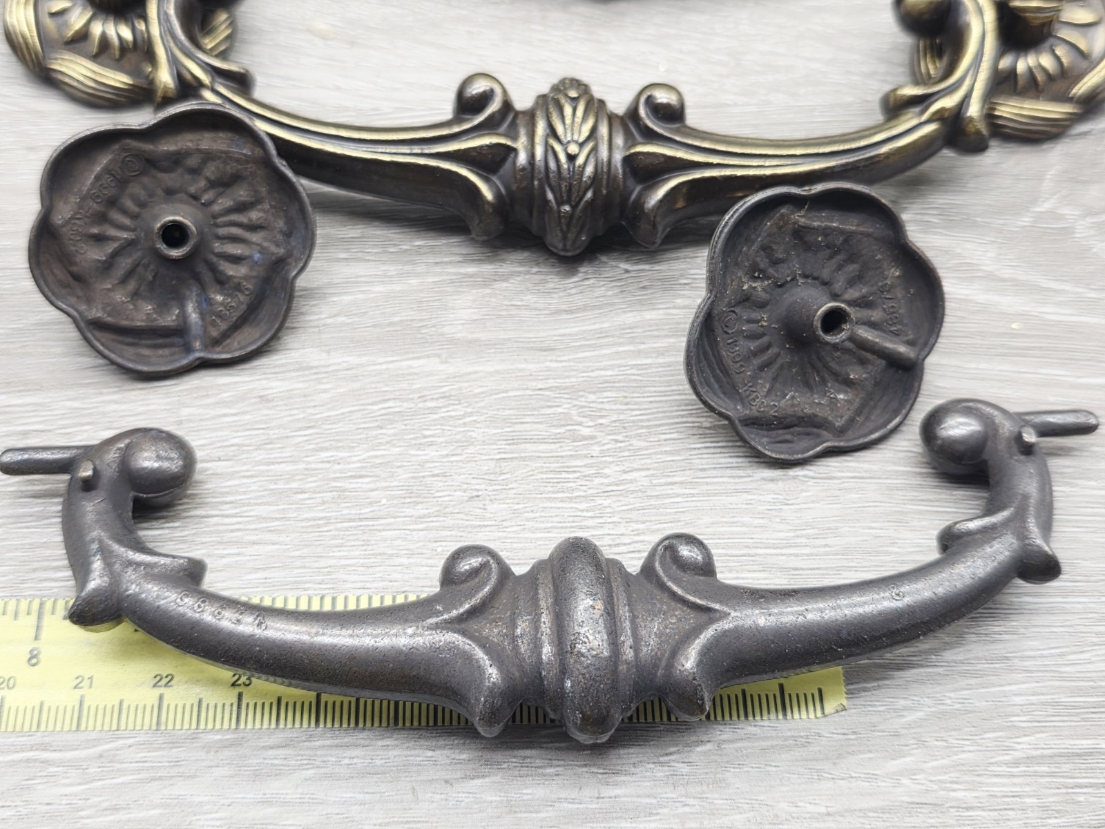 8 Sets Vintage Keeler Brass Co. Solid Brass Drawer Pull 7 Inches, 5 Inch Pull