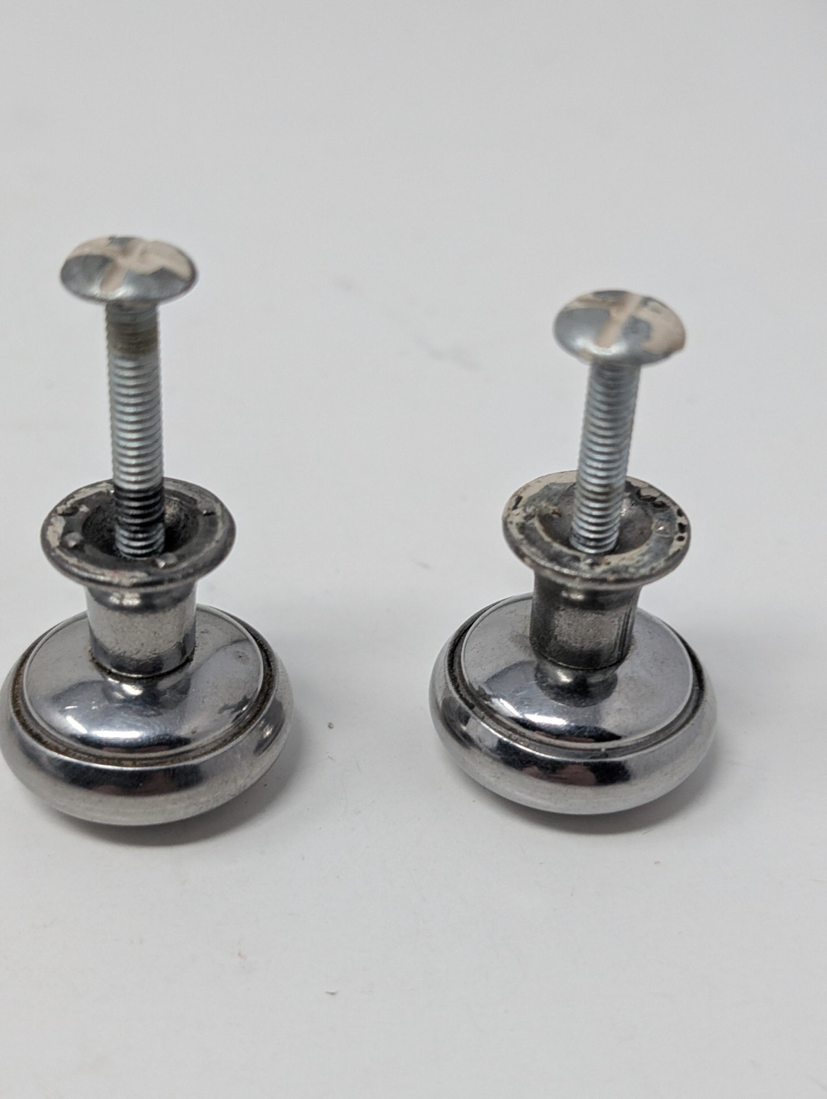 Set 2 MCM CHROME DOME DRAWER PULLS KNOBS 1” MUSHROOM ORIGINAL USA