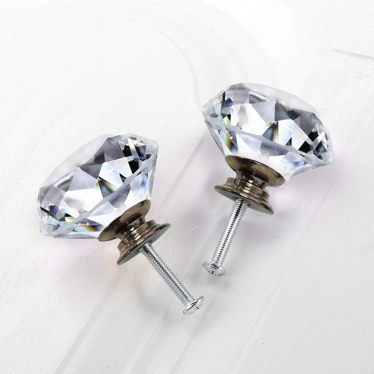 NORTHERN BROTHERS 20 Pack 30mm Crystal Cabinet Knobs, Diamond Glass Drawer Kn…