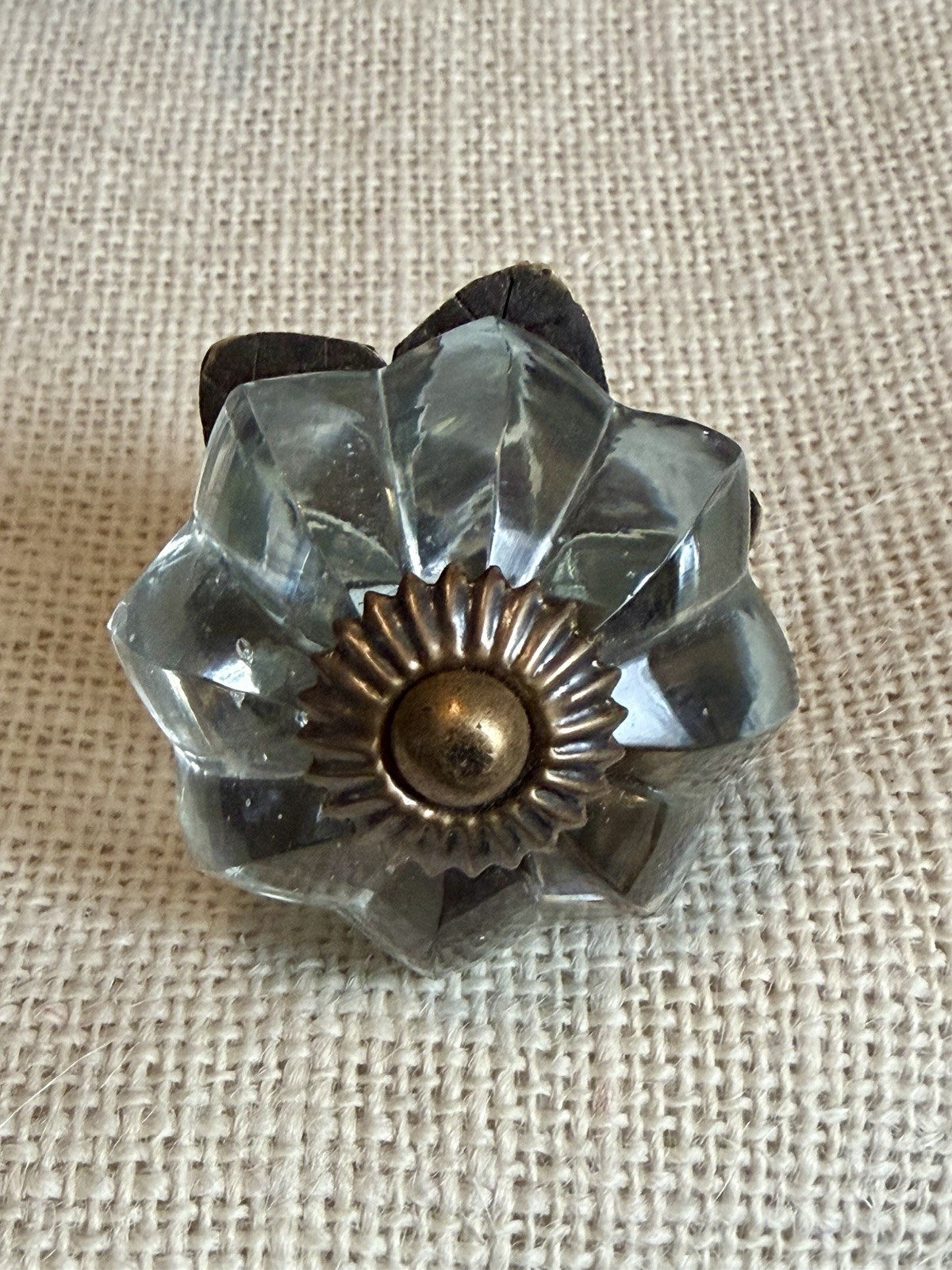 Antique Vintage Style Flower Clear Glass Cabinet Knobs Drawer Pulls Depression