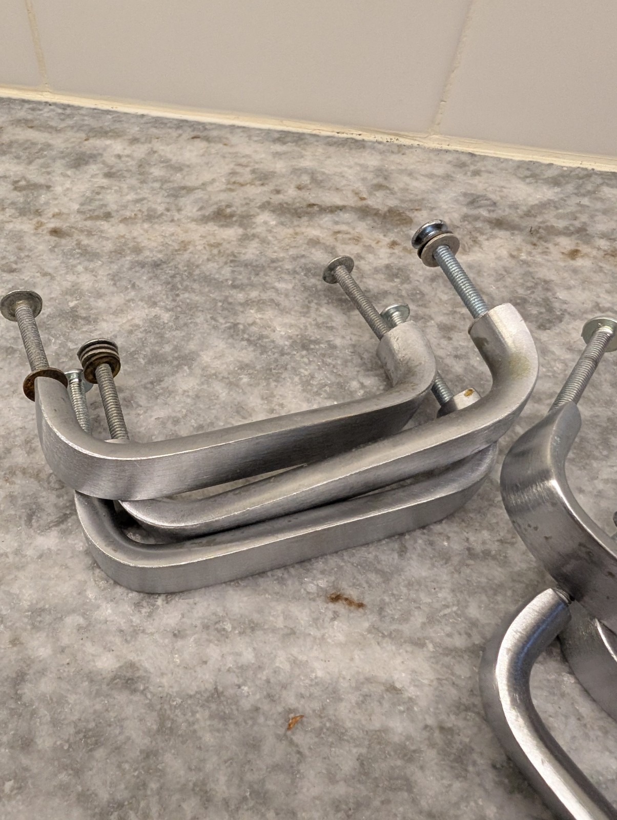 Reclaimed Vintage Brushed Aluminum Metal Drawer or Cabinet Pulls 6pcs