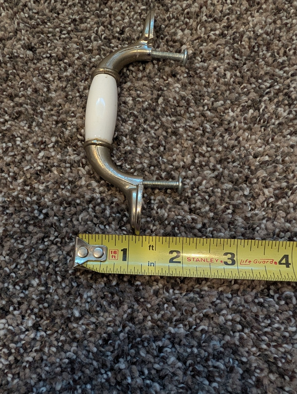 Lot of 20 VTG Nickel & White Ceramic Drawer Pulls 5″ / 3″ C2C + Screws