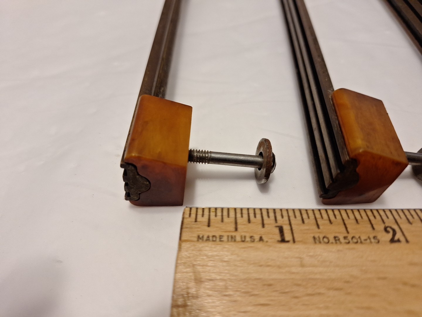 Set of 7 Pulls Butterscotch Solid Brass Bakelite Art Deco MCM Vintage Read Pics