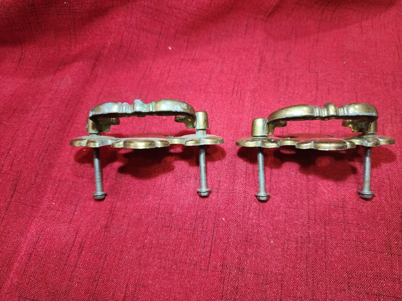 Lot of 2 Antique Vintage Brass Drawer Pulls