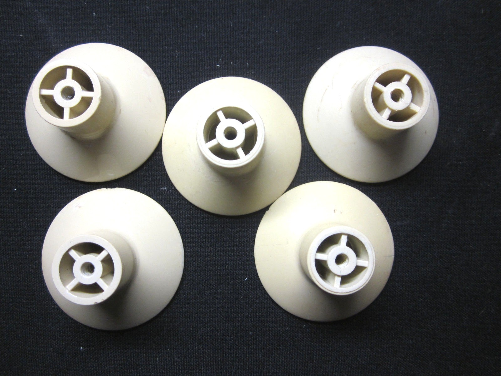 Beige Pebbled Concave Plastic 1940s Pull Knob Crackled Texture 1 Vtg MCM Retro