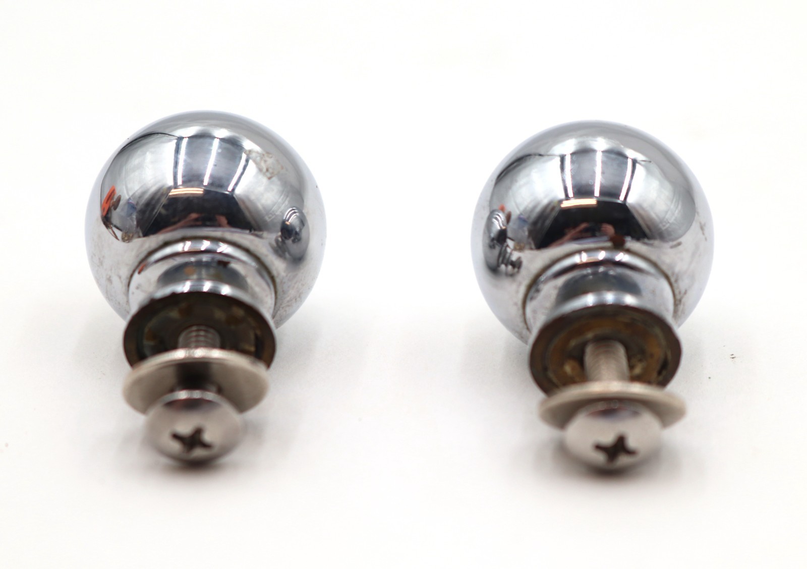 Pair of Vintage 0.875 in. Chrome Ball Cabinet Drawer Knobs