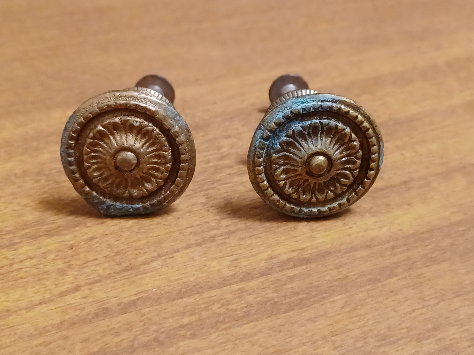 Vintage KBC Drawer Knob Pulls DISTRESSED Keeler Brass Co Lot Of 2