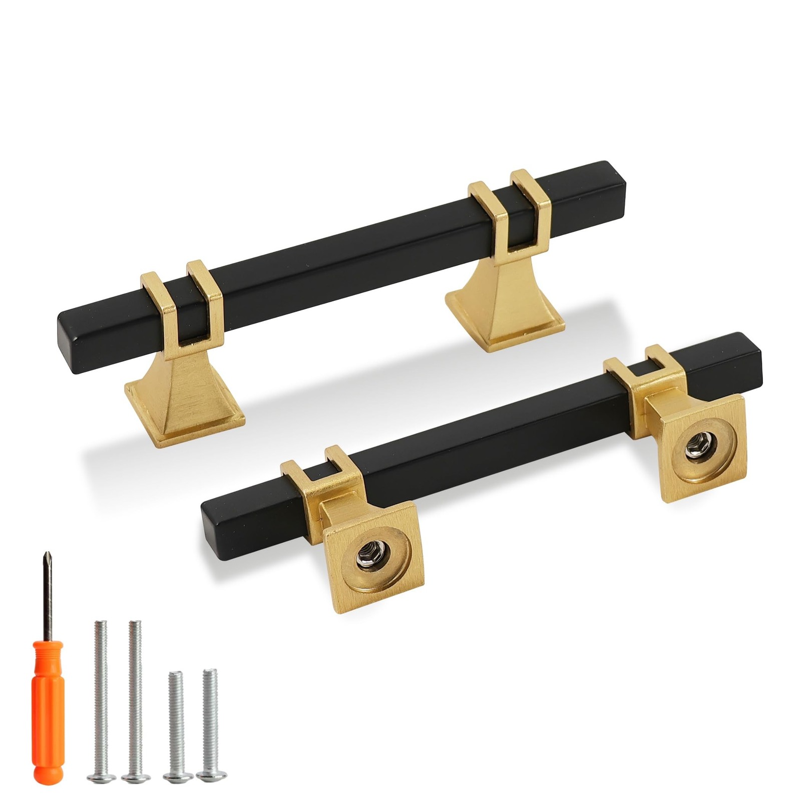 Cabinet Pulls Matte Black and Gold Cabinet Handles, 10 Pack 3 Inch Kitchen Do…