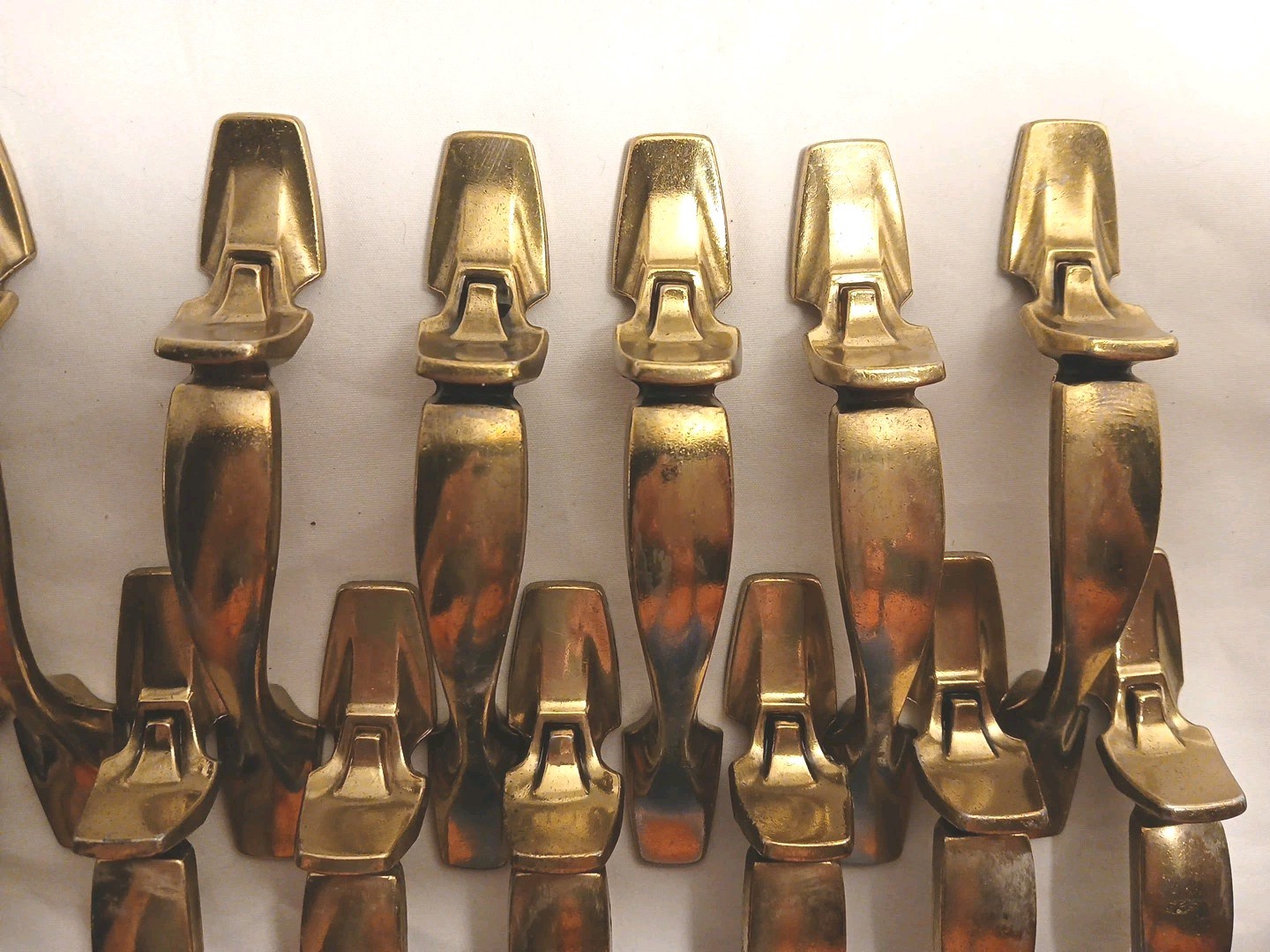 16 Keller Brass Co Vtg MCM Brass Cupboard Cabinet Pull Handles 5-1/4″ W/SCREWS