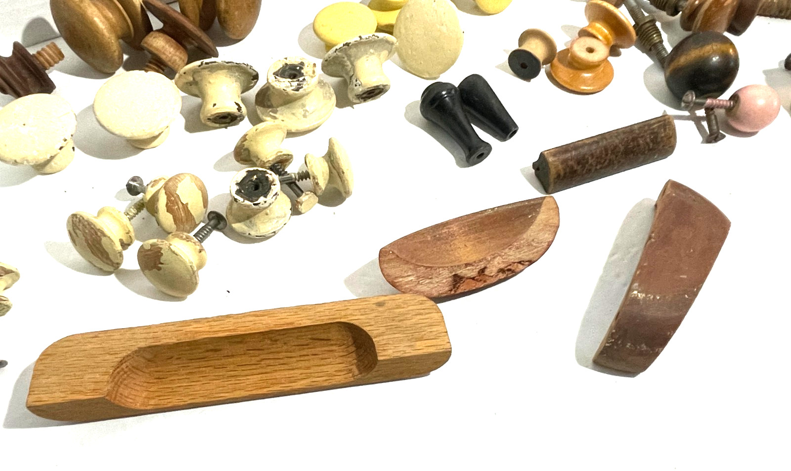 Vin. 1800’s~1920’s Salvaged Lot 52 Round, Square & Odd Wooden Drawer Pull Knobs