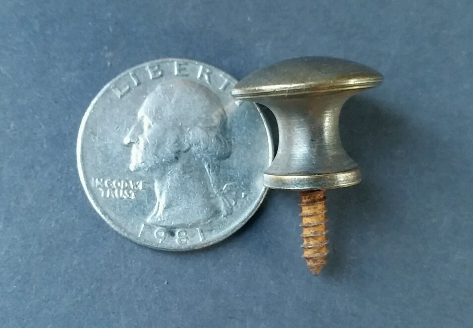 1 x Solid Brass small Round Barrister Bookcase screw-in Knob 3/4″ dia. #K1