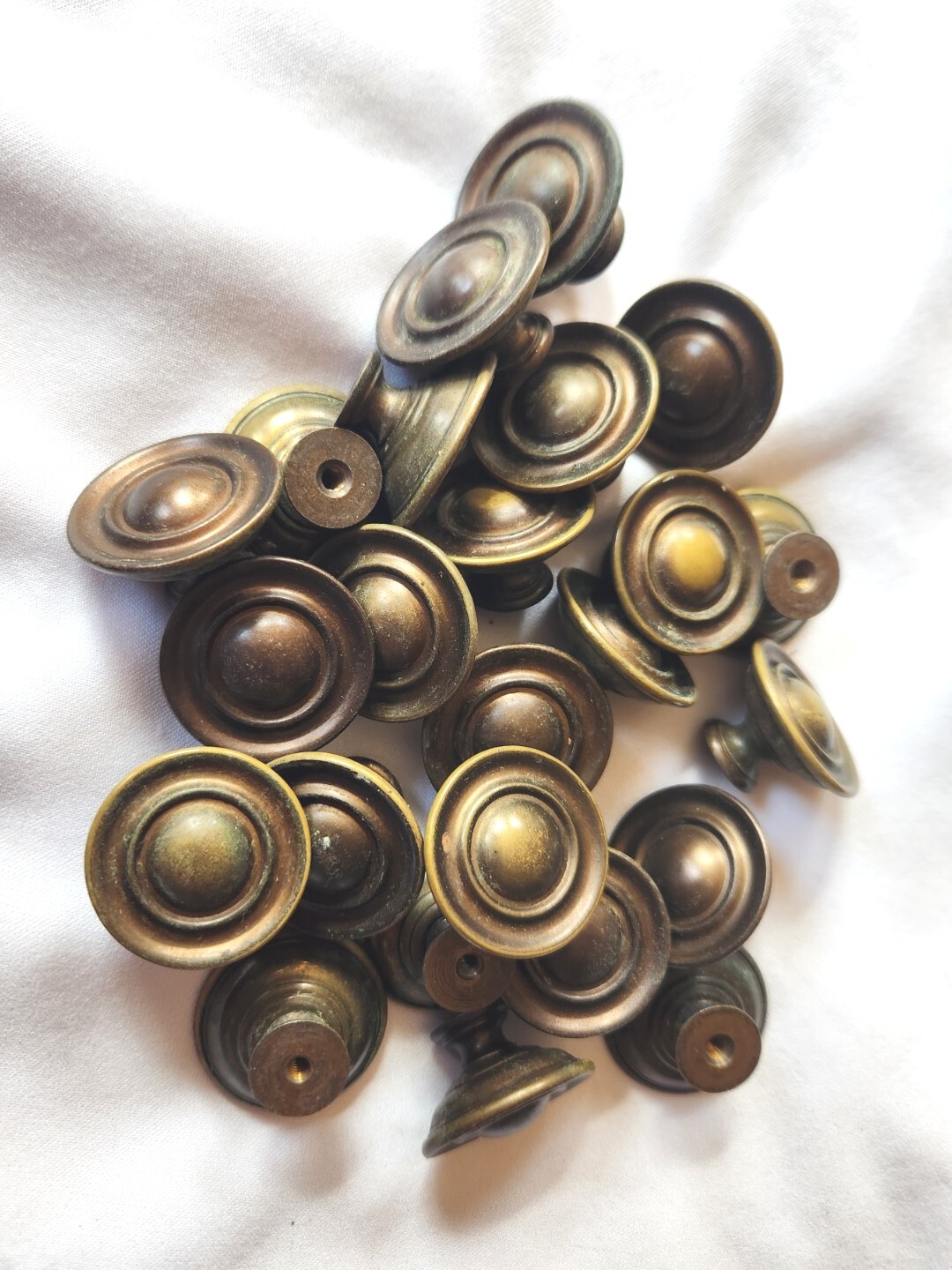 Antique Salvage Mushroom Brass Cabinet Pulls Lot 24 Pcs