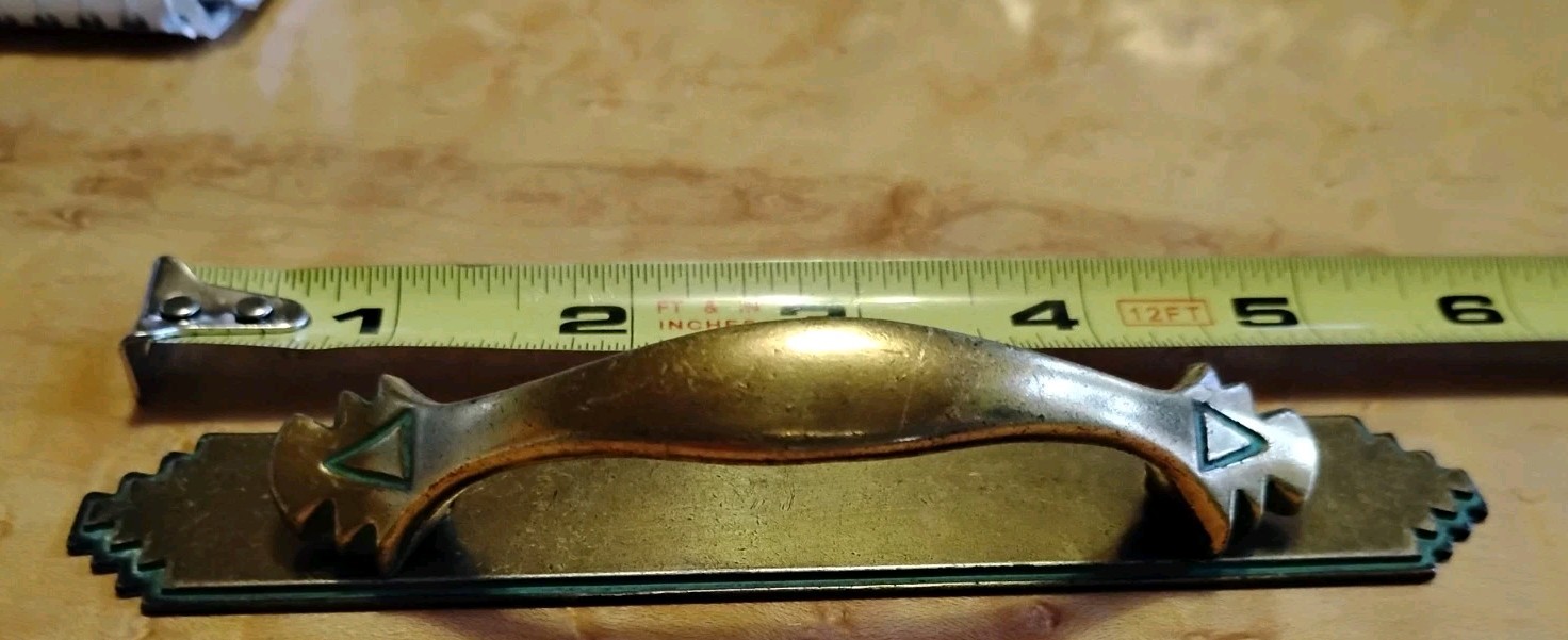 Vintage Art Deco Keeler Brass Co Green Dresser Drawer Pull Handle KBC