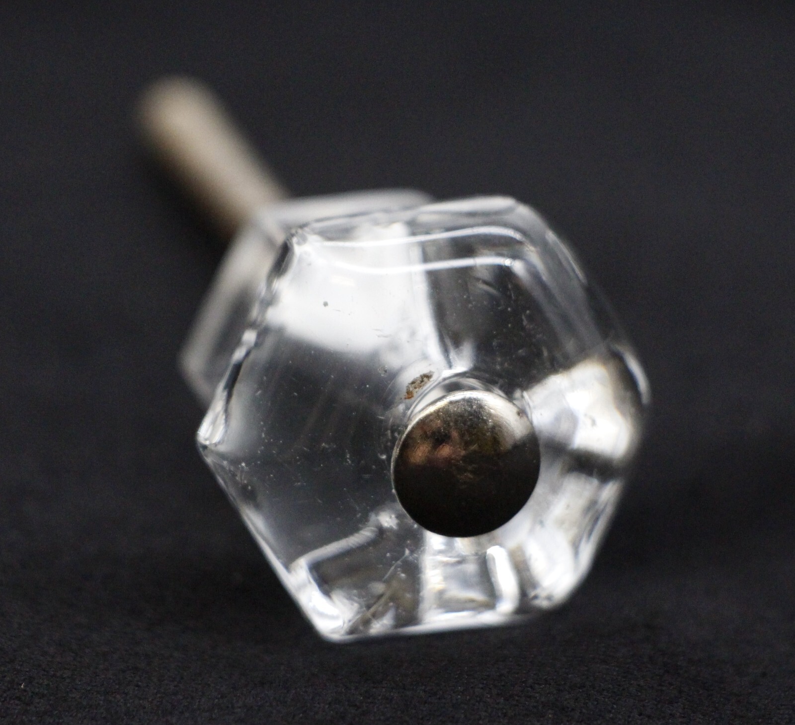 Vintage 1 in. Hexagon Clear Glass Drawer Cabinet Knob