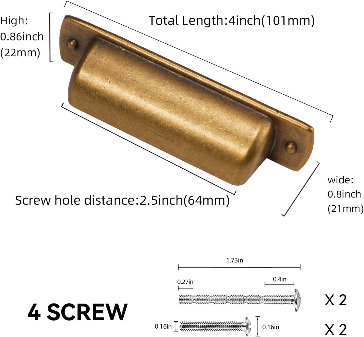 Elegant Antique Brass Cabinet Handles – 10 Pack Vintage Drawer Cup Pulls 2.5″