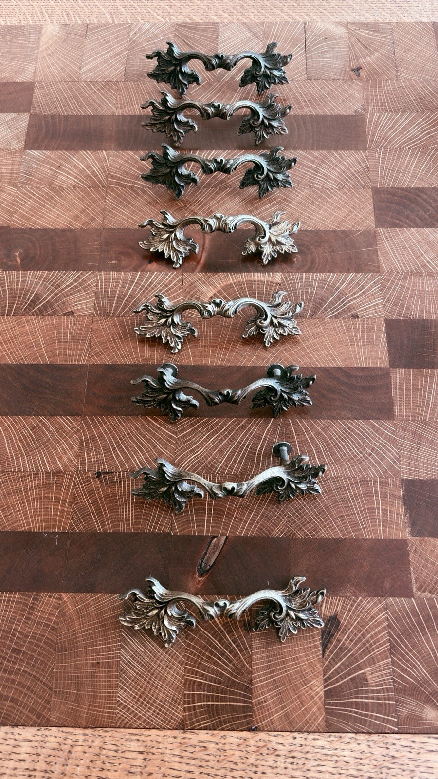 8 Vintage KBC K38886 4” Brass Drawer Pulls – Center 2” 5/8