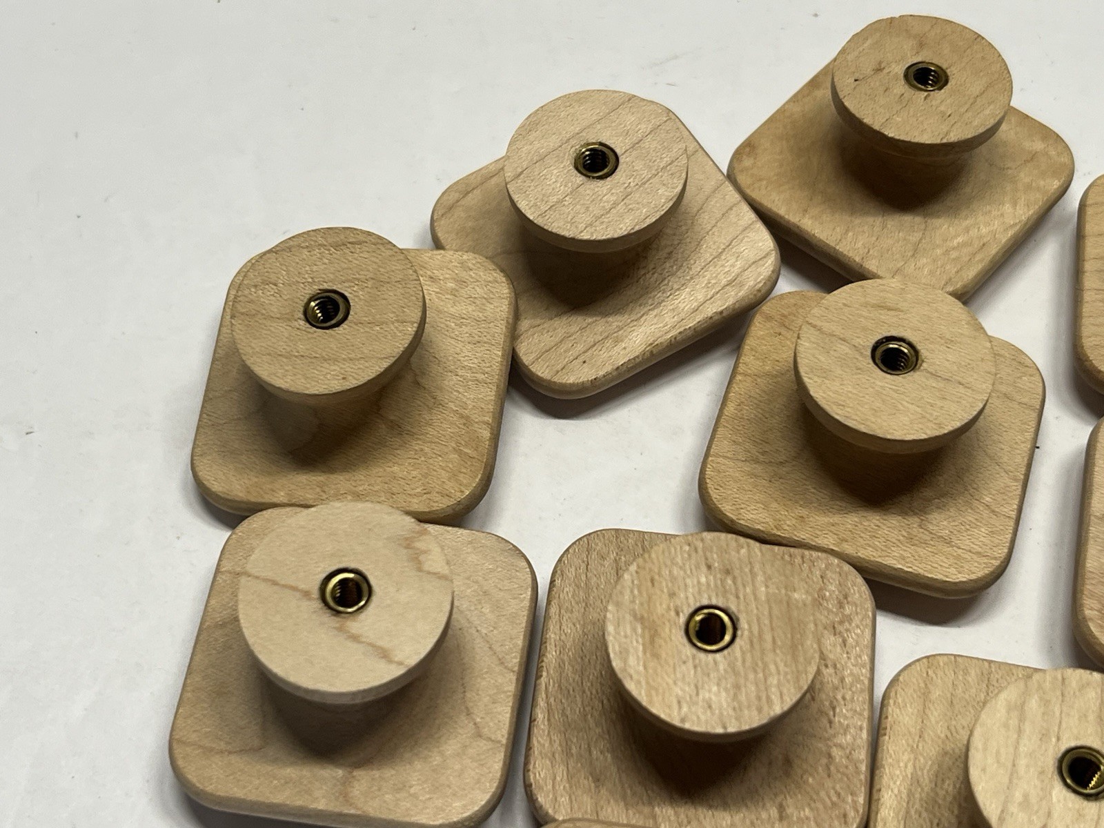 Vintage Lot (10) NOS Square Natural/Unfunished Fixed Wood Drawer/Cabinet Knobs