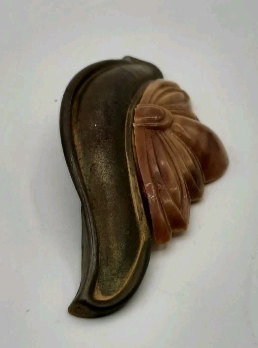 Vintage Art Deco Drawer Pull Handle 1930 1940s Bakelite and Brass 5 in Long