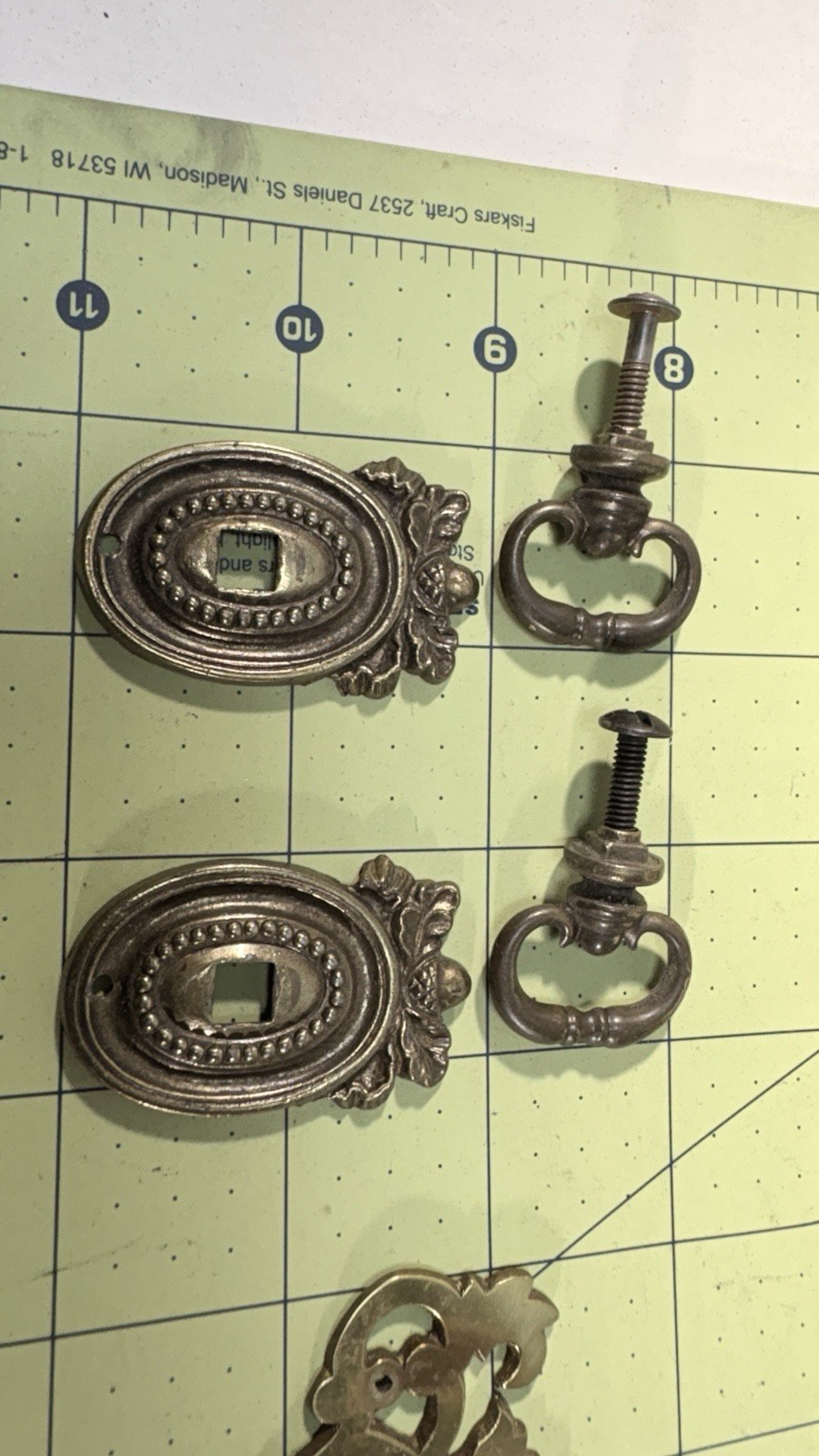 Lot Antique Furniture Pulls Escutcheons Floor Stops Hardware T