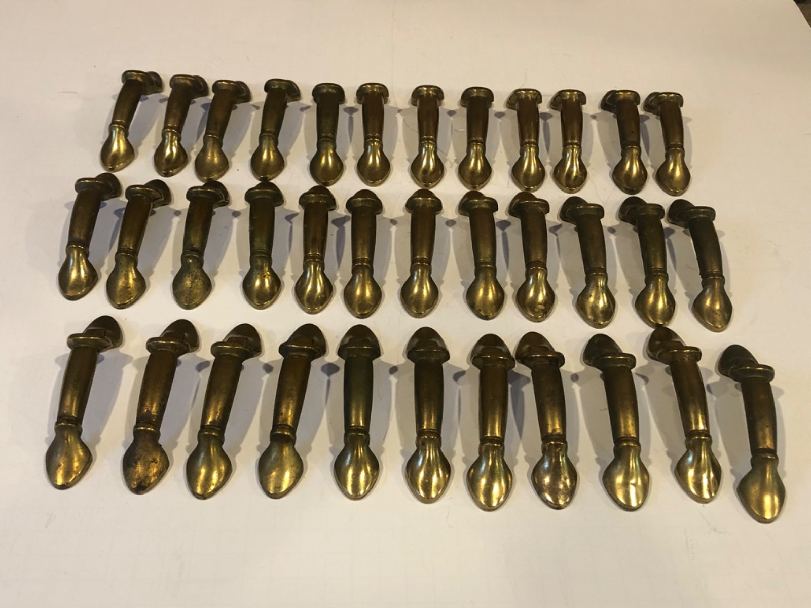 Vintage Brass Drawer Pulls Handles Knobs Cabinet Lot of 35