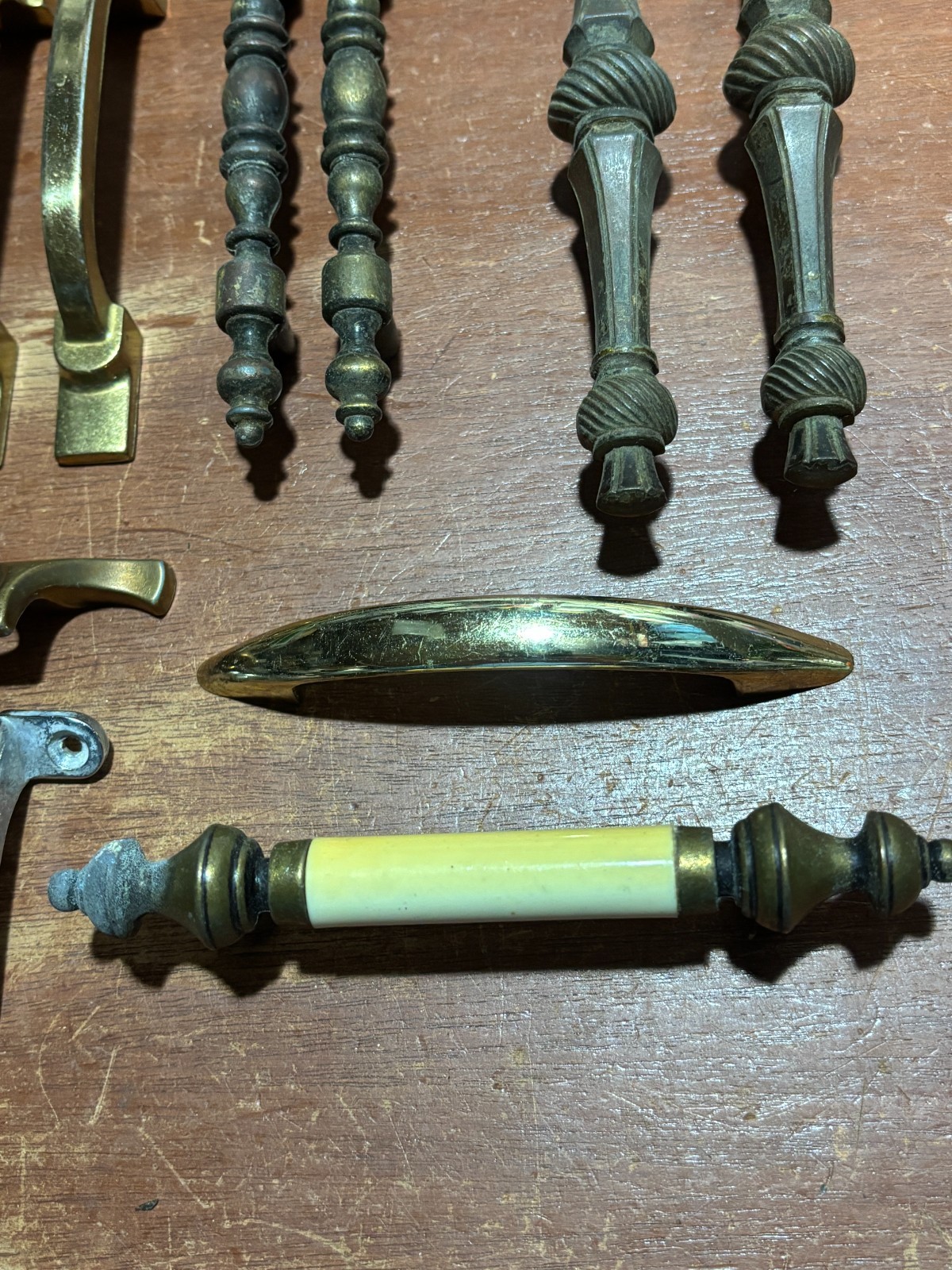 Vintage Lot of 12 Misc Variety Mixed Materials Door Handles Pulls Some Matching