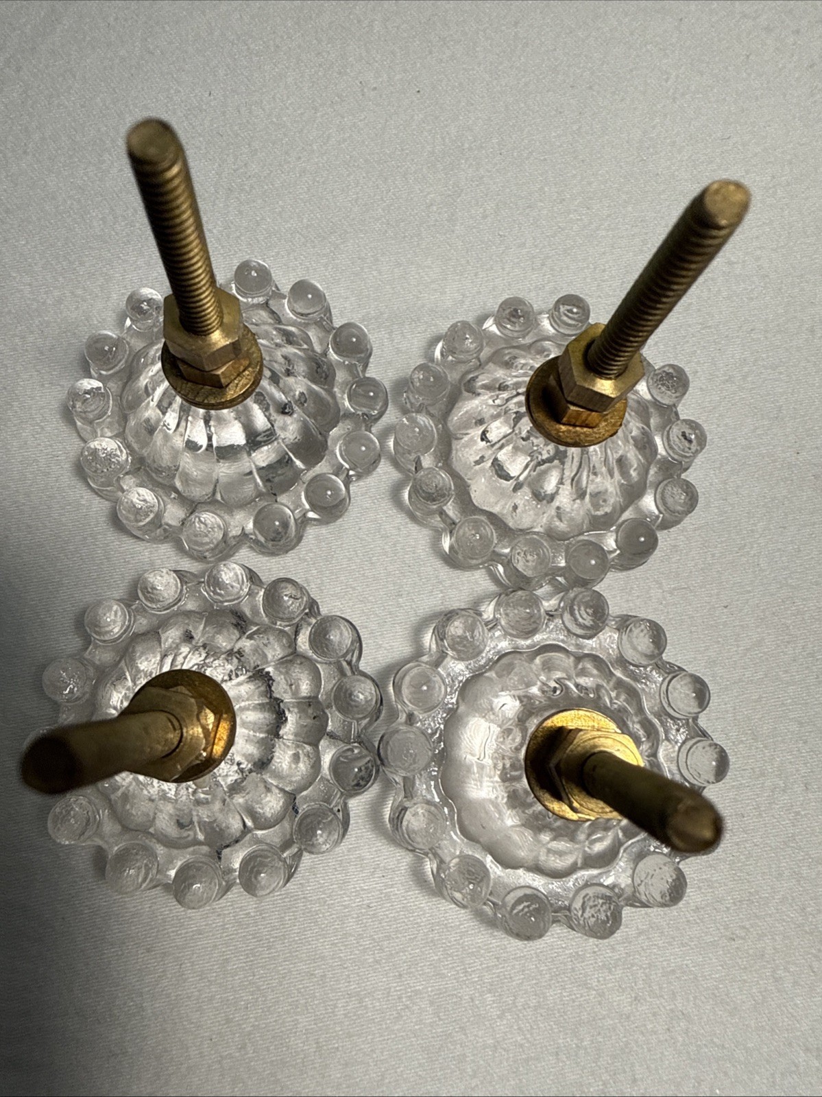 DRAWER CABINET KNOB PULL Flower Floral Clear Glass Fancy Chic Cottage LOT 4