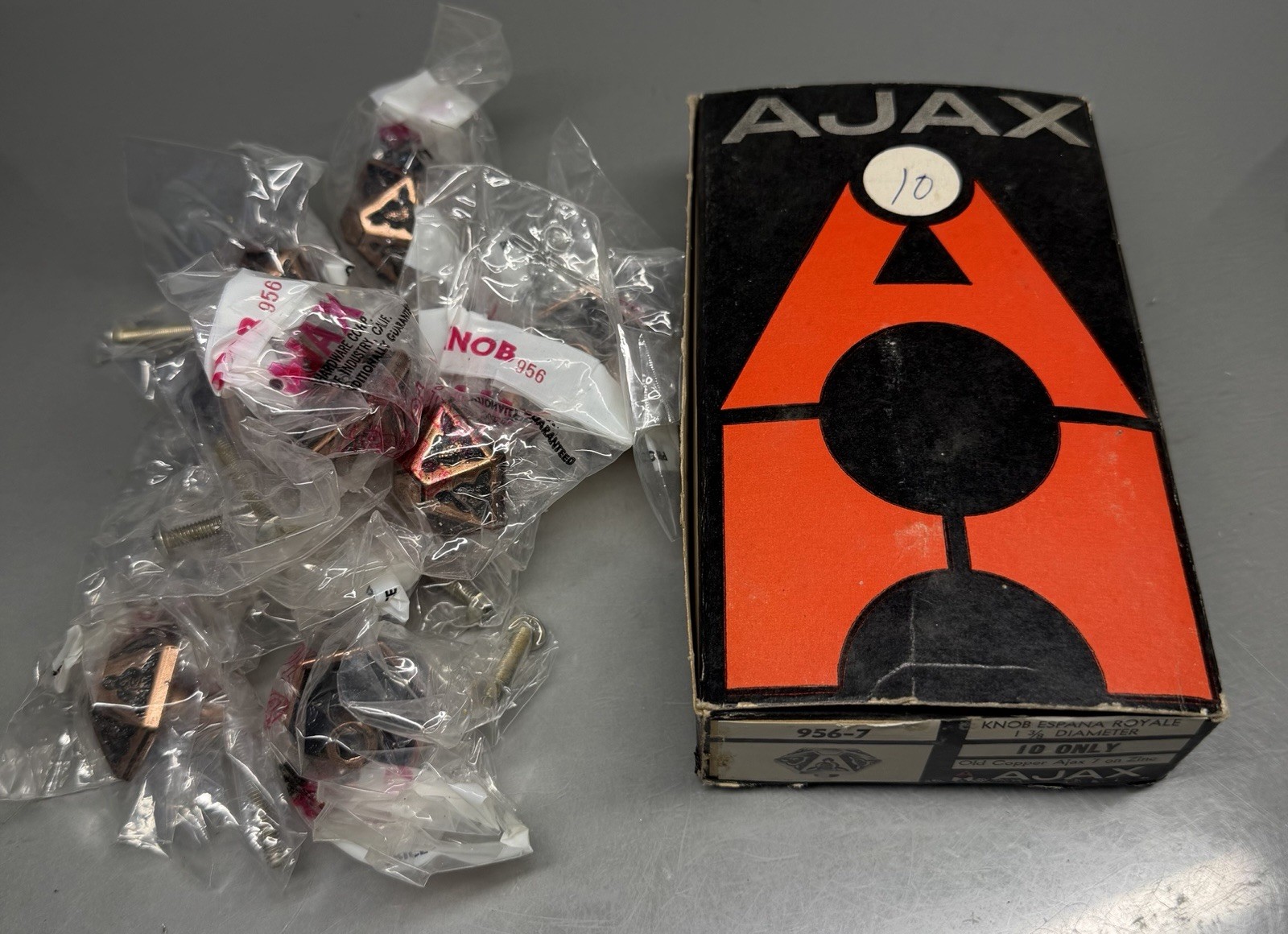 Vintage Ajax Drawer Pulls Ornate Knobs ~ Set Of 10 Nos