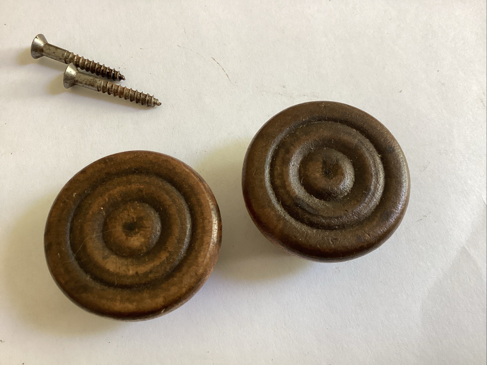 Great Pair Of 1 3/4” Inch Antique Maple Drawer Pulls With Screws