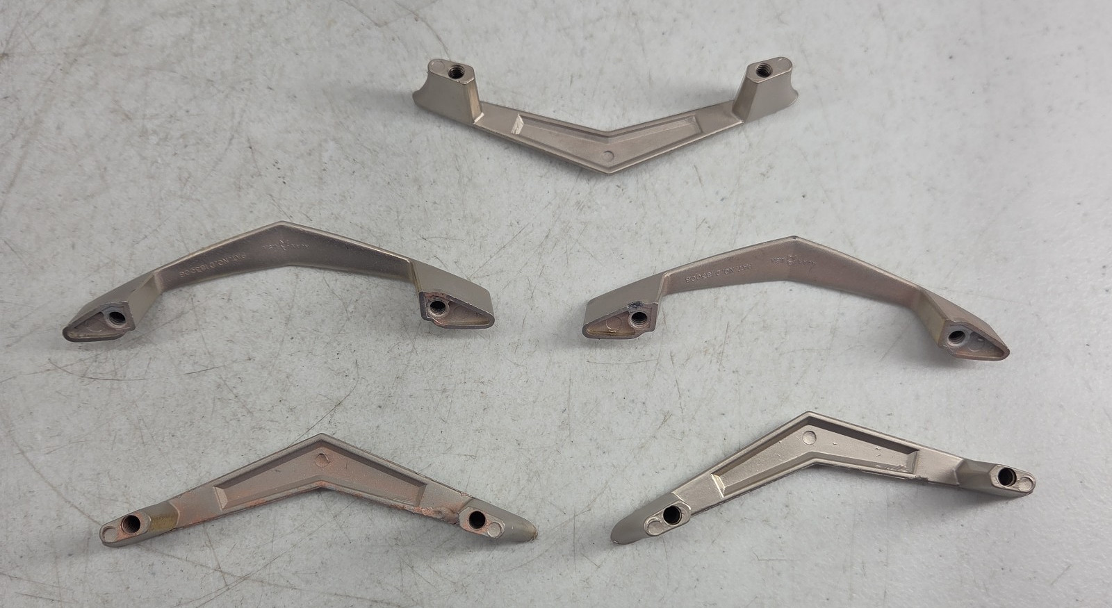 Vintage Lot of 5 Ajax Drawer Pull Handles V Chevron Cabinet Pulls Cupboard