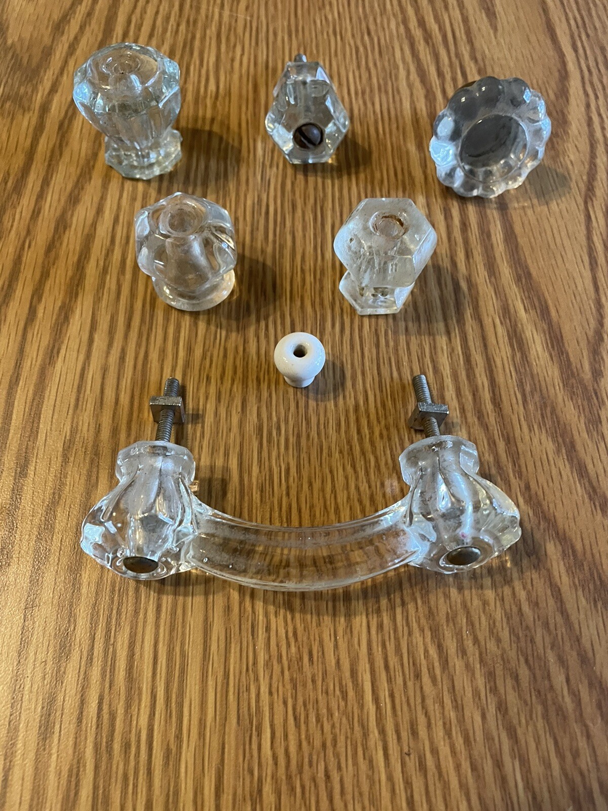 Assorted Vintage Glass Knobs And Glass Pull Big Lot