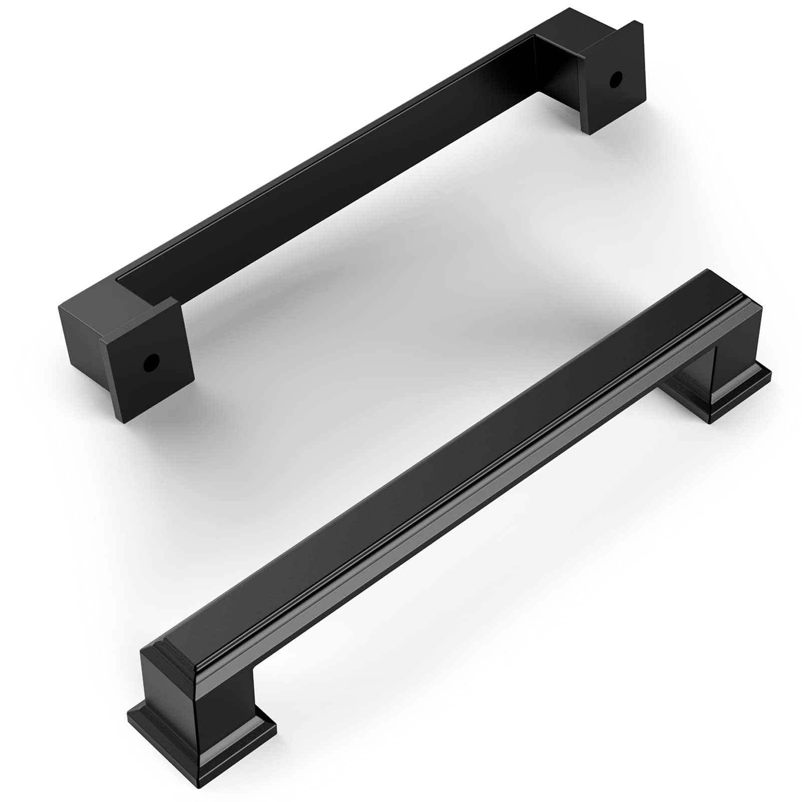 Amerdeco 10 Pack Matte Black 5 Inch128Mm Hole Centers Kitchen Cabinet Pulls