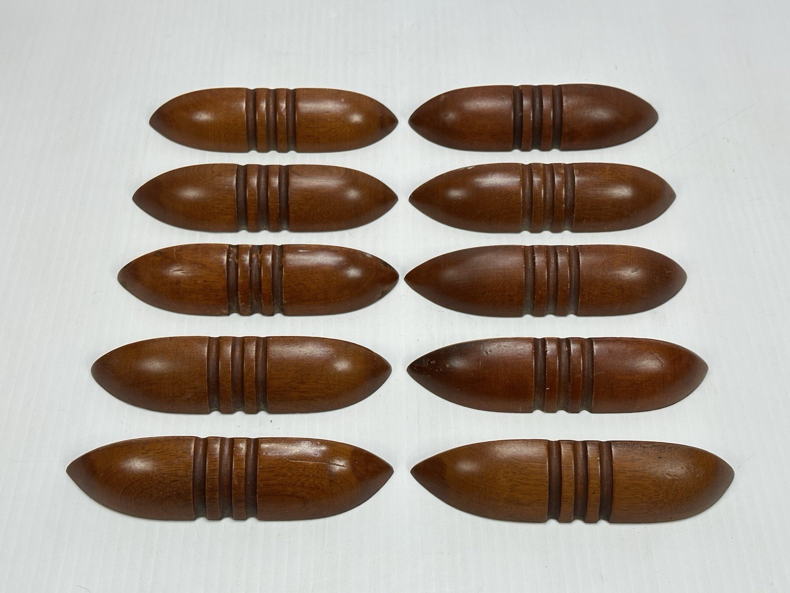 Antique 10 Matching Wood Drawer Pulls Handle Waterfall Dresser Art Deco