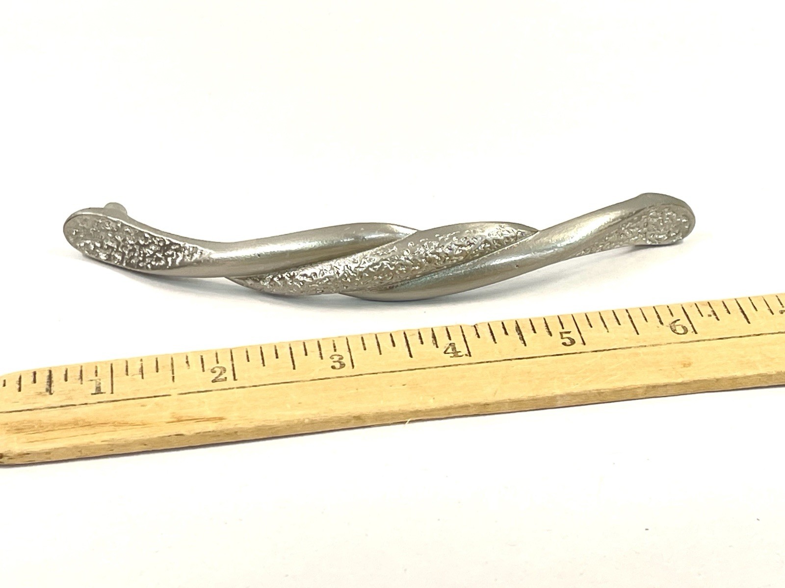 KBC Vintage Drawer Pull Fixed Handle Hammered Nickel Twist 5.15″ OCB lot#7414