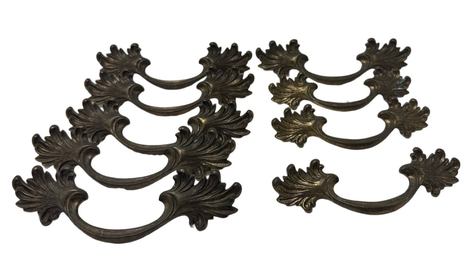 VTG Drawer Pulls Hardware Lot Set Of 9 Mid Century Modern Two Sizes With Screws