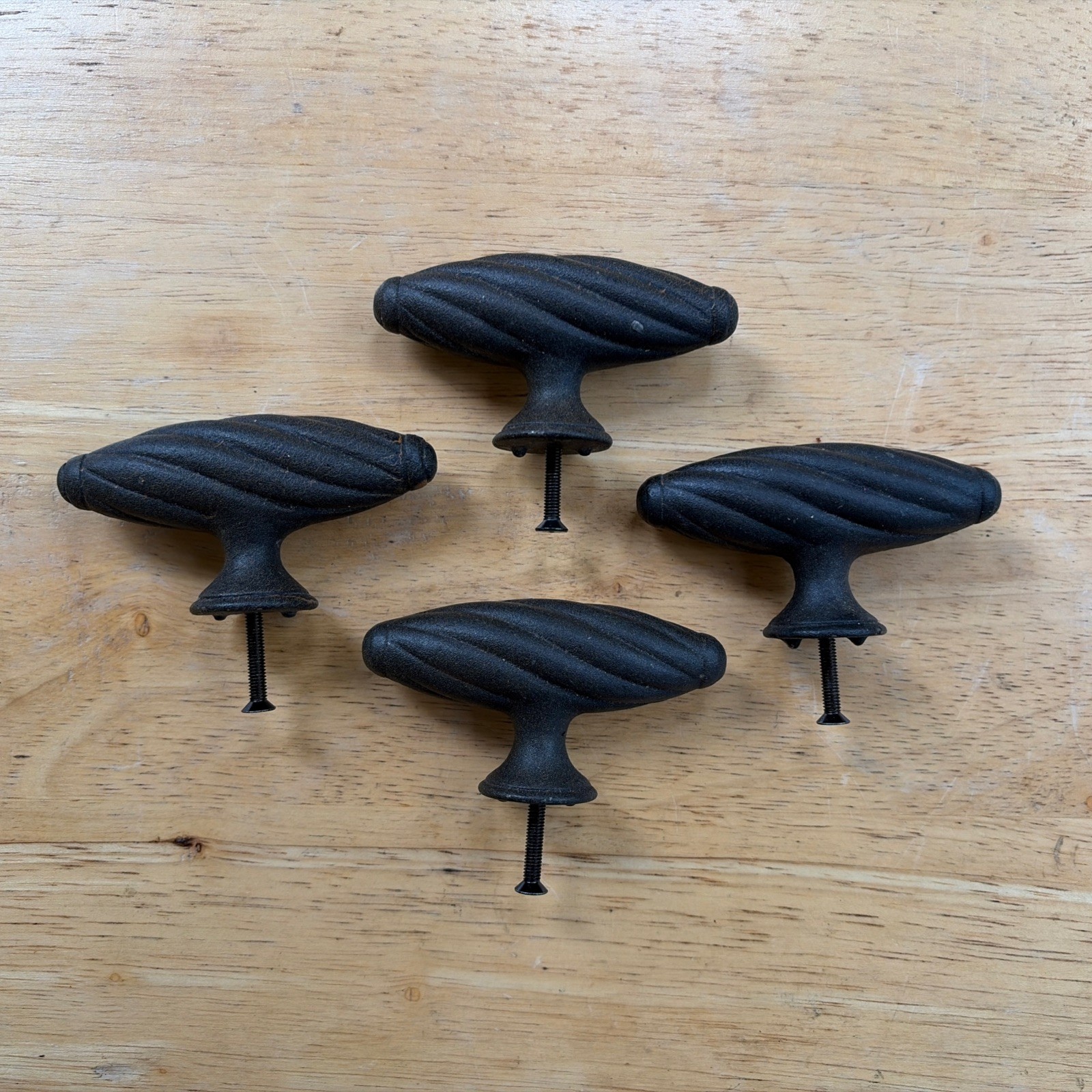 4 Vintage Cast Iron Drawer Pulls, Single Hole Mount. Free S/H