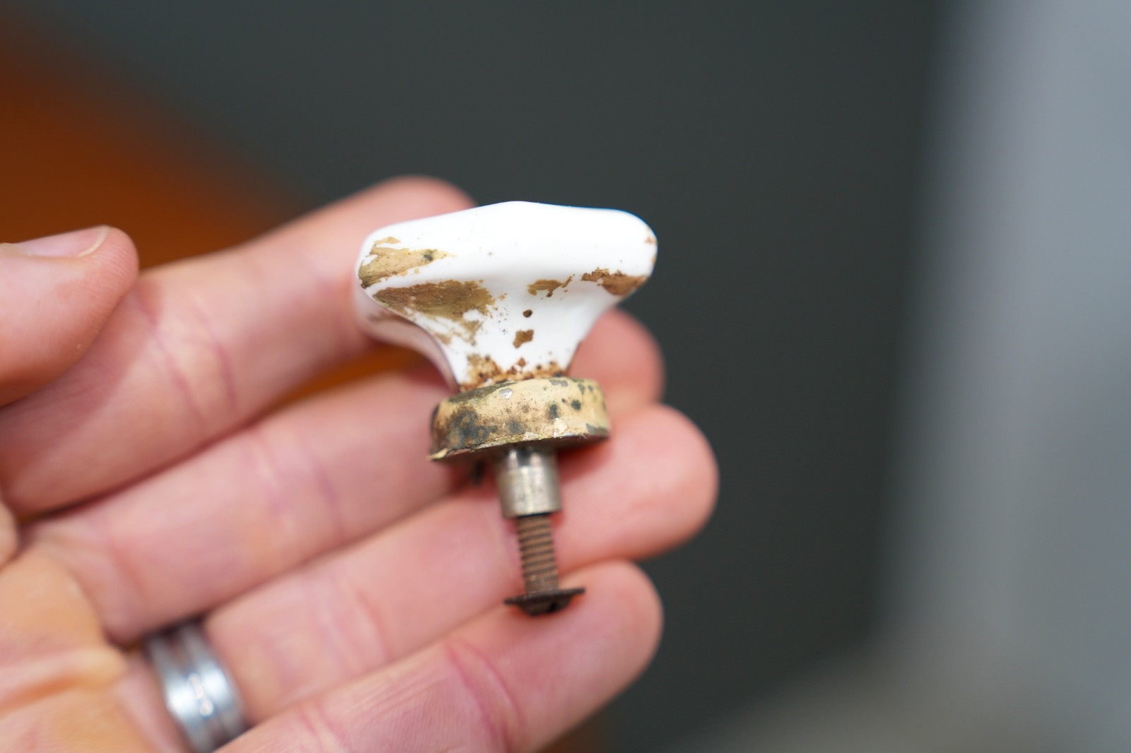 Vintage Dental Medical Cabinet Milk Glass Drawer Knob Pulls Hex Shape Hardware