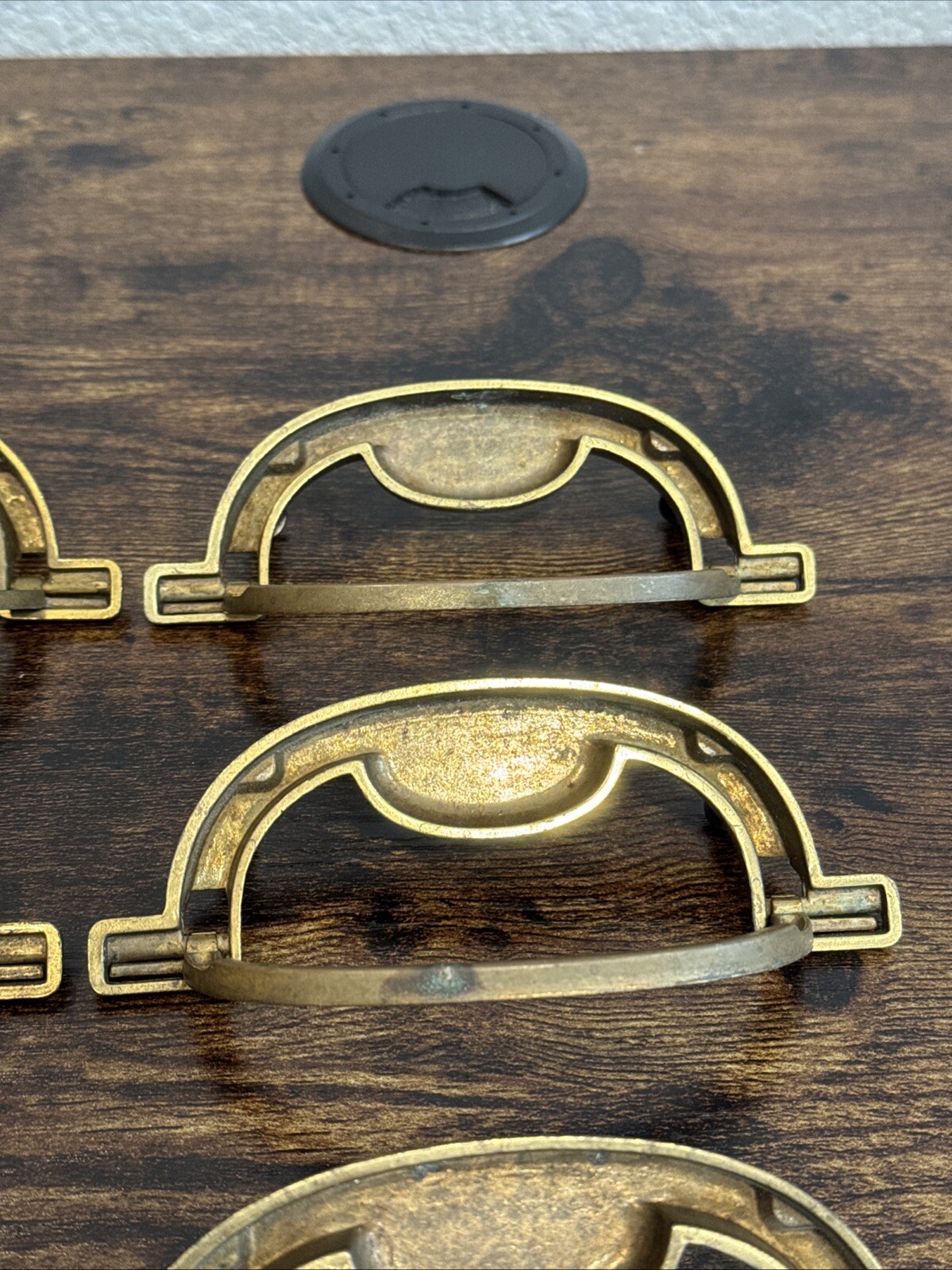 DREXEL ACCOLADE Brass Drawer Bail Pulls 6 Handles Campaign KBC N7231 – 3.5” CC