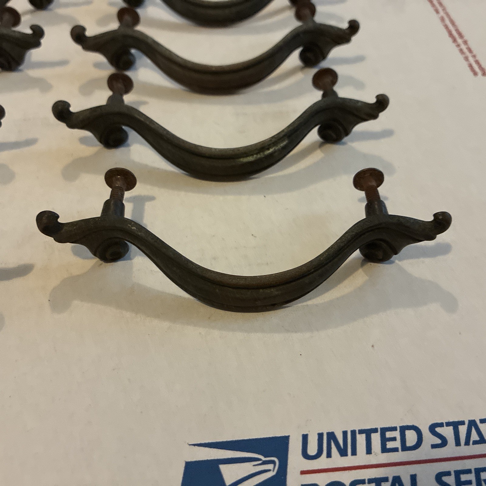 8pcs Vintage Drawer Pull French Provincial XL Acanthus Leaf Style Brass