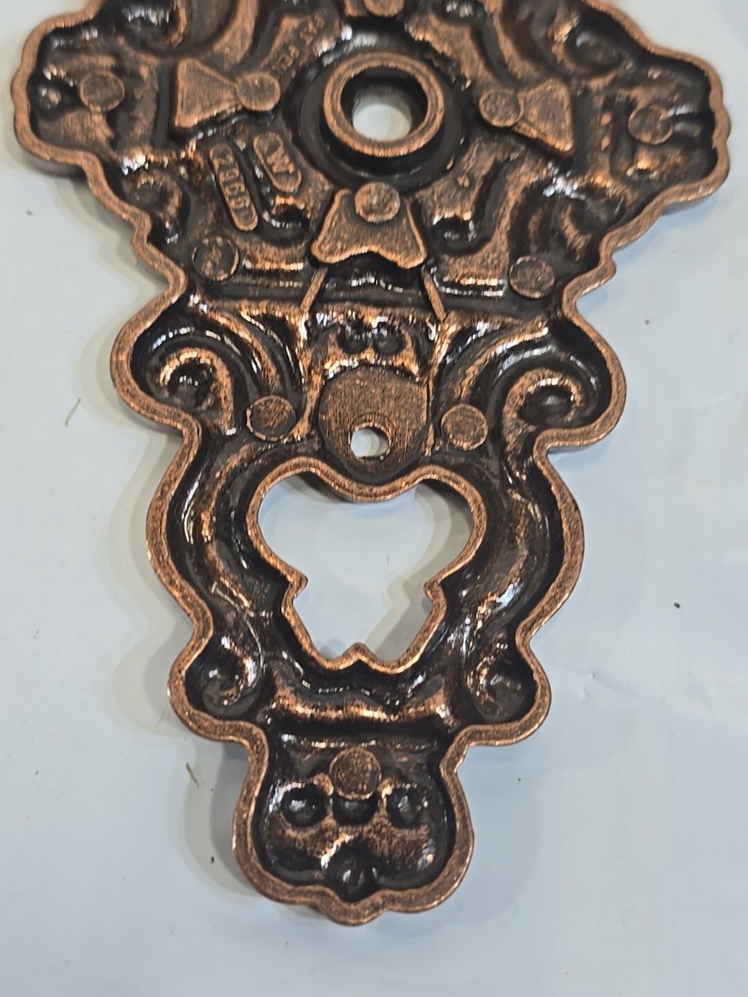 1970s Hyer Ornate Brass Cabinet Door Plate Large Hollywood Regency Vintage MCM