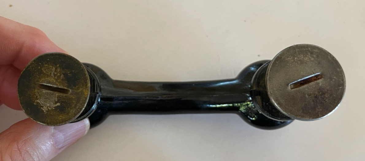 4 Edwardian Eastlake Black Milk Glass Cabinet Pulls w/ Threaded Backs 1920-30s